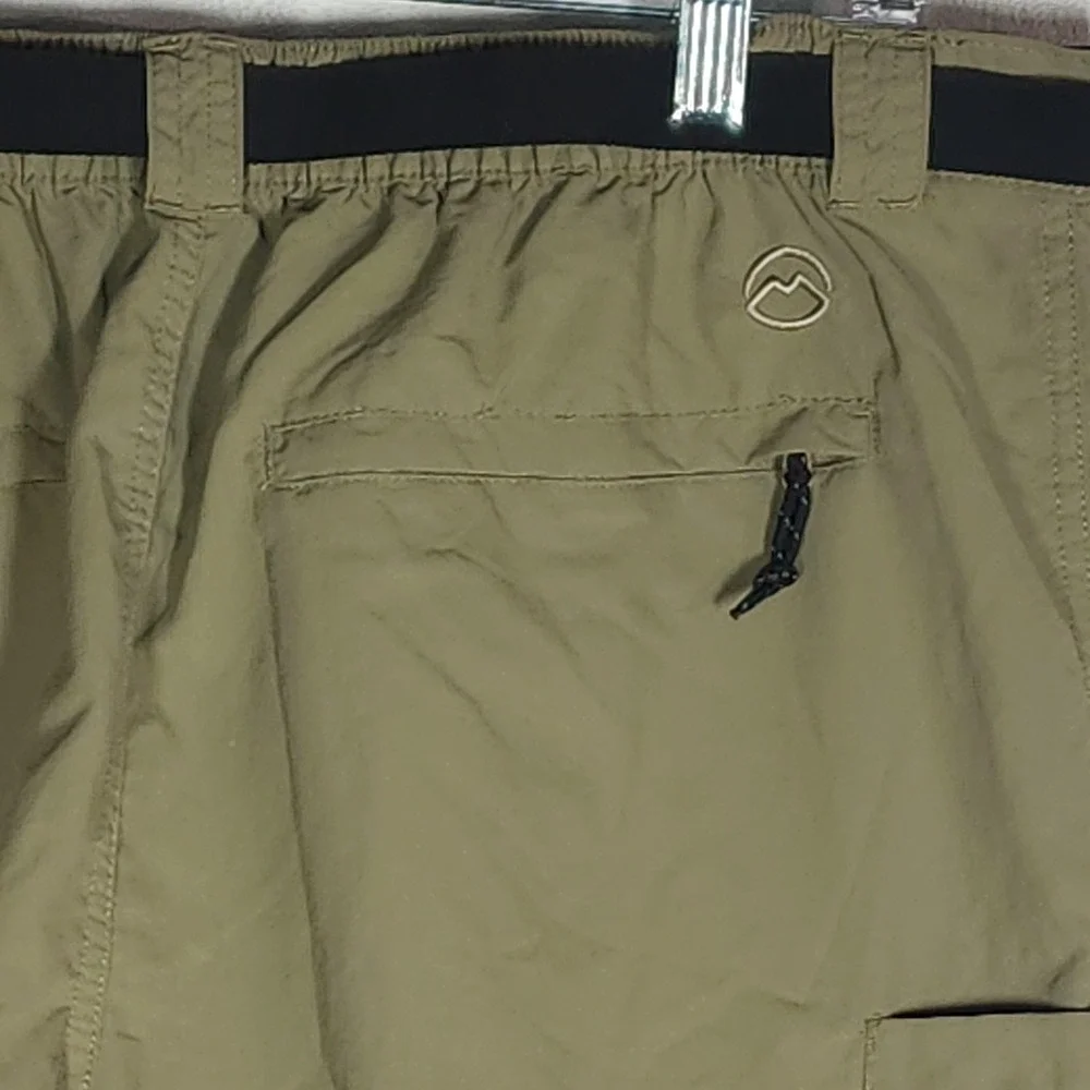 Magellan Fish Gear Swim Shorts Mens L Beige Cargo Belted Mesh Lined